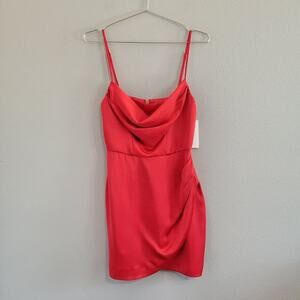 Nookie Dream Draped Red Mini Dress Satin Size XS Cocktail Party Holiday